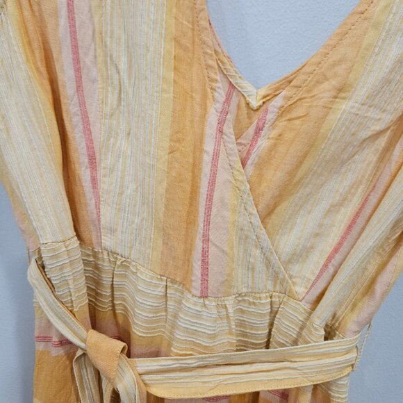 L*Space Clara Plunging Yellow Stripe Sleeveless Double M Slit Maxi Dress‎ Medium - Picture 4 of 11